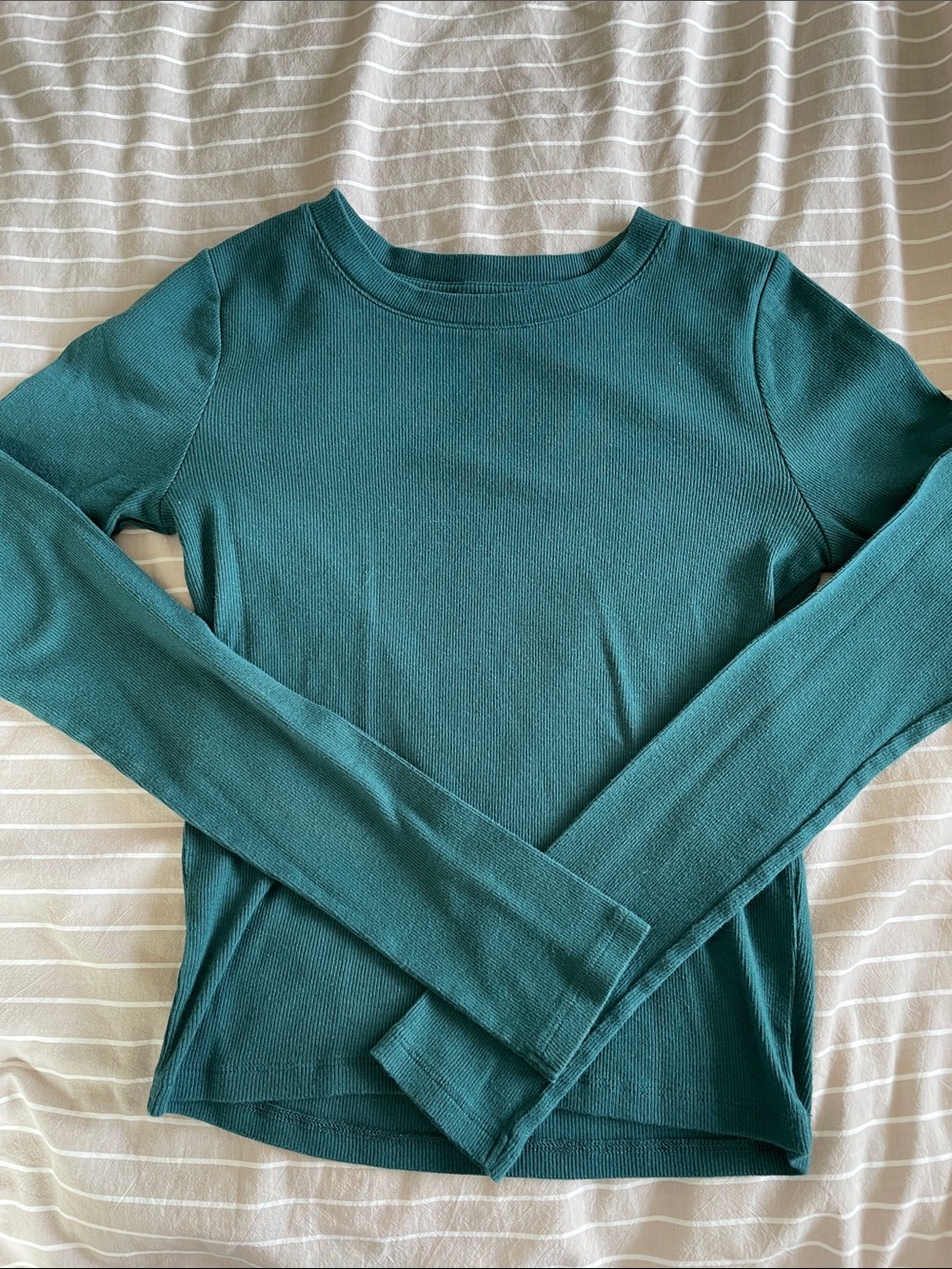 Hollister Women's Long Sleeve Crewneck Top - Teal Green